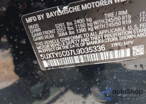 2020 BMW X3 xDrive30I z USA, uszkodzony, nr VIN 5UXTY5C07L9D35336